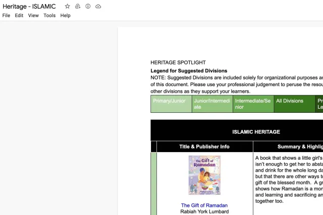 [Google Doc] Resources on Islamic Heritage
